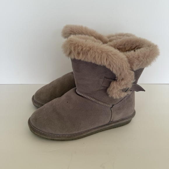 BearPaw Other - BearPaw Betsy Boots Youth Size 5 Purple Suede Faux Fur Lined Pull On Bougie‎